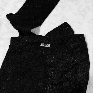 Leggings high waist, vintage style starry sky, color black with glitter